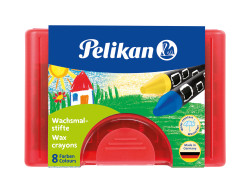 Pelikan crayons de cire résistant à l'eau étui en plastique avec 8 crayons ronds épais et grattoir