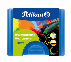 Pelikan crayons de cire soluble dans l'eau étui en plastique avec 10 crayons avec gaine et grattoir