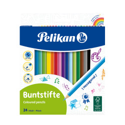 Pelikan Buntstifte sechseckige Holzstifte Packung mit 24 Farben