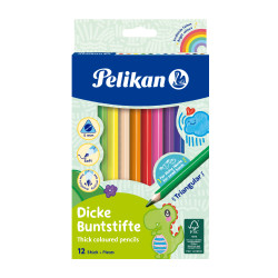 Pelikan Crayons de couleur triangulaire épais étui de 12 crayons