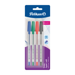 Pelikan Kugelschreiber Stick super soft, 4 Stück farbig sortiert auf Blisterkarte