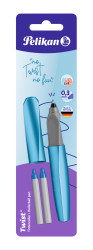 Pelikan ink roller Twist incl. ink cartridges, Frosted blue suitable for both right- and lefthanders
