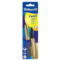Pelikan ink roller Twist incl. ink cartridges, Pure Gold suitable for both right- and lefthanders
