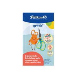 Pelikan griffix® Schulschere spitz für Linkshänder Neon Fresh Blue in Onlineverpackung